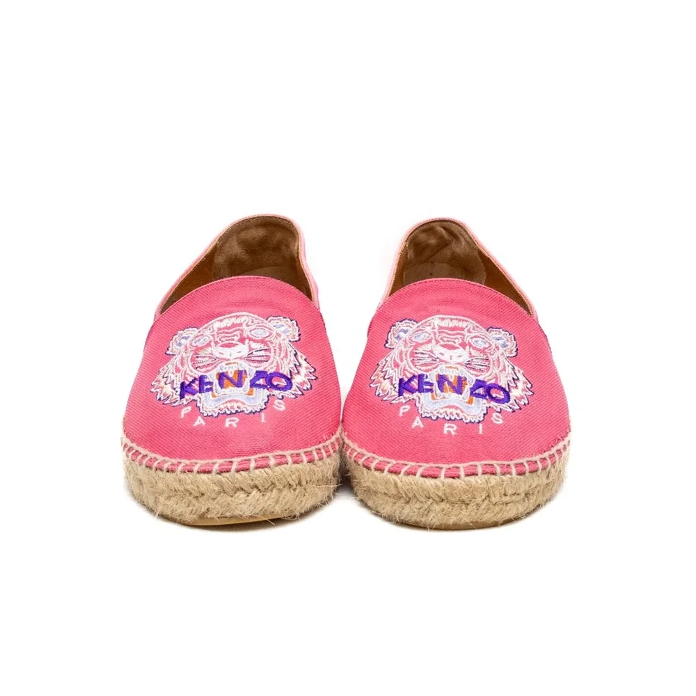 Kenzo Paris Hot Pink Embroidered Tiger Espadrilles Size EU 39/US 9 Women's Flats